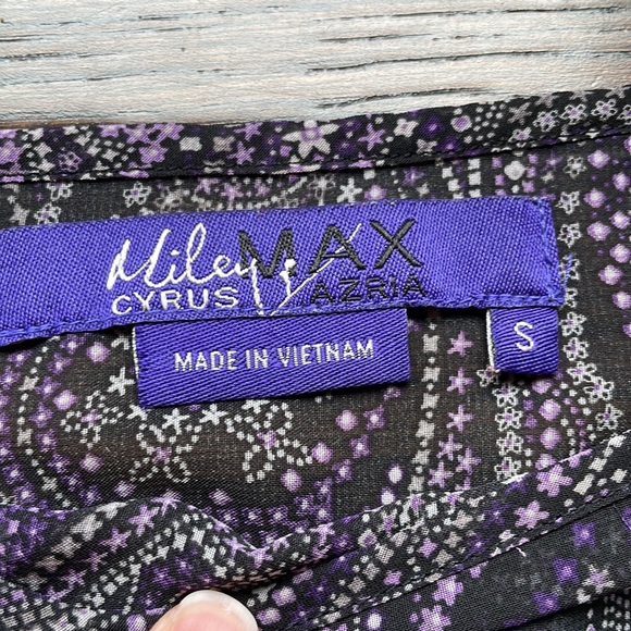 Miley Cyrus x Max Azaria paisley elastic waist dolman peplum purple black - Picture 6 of 8
